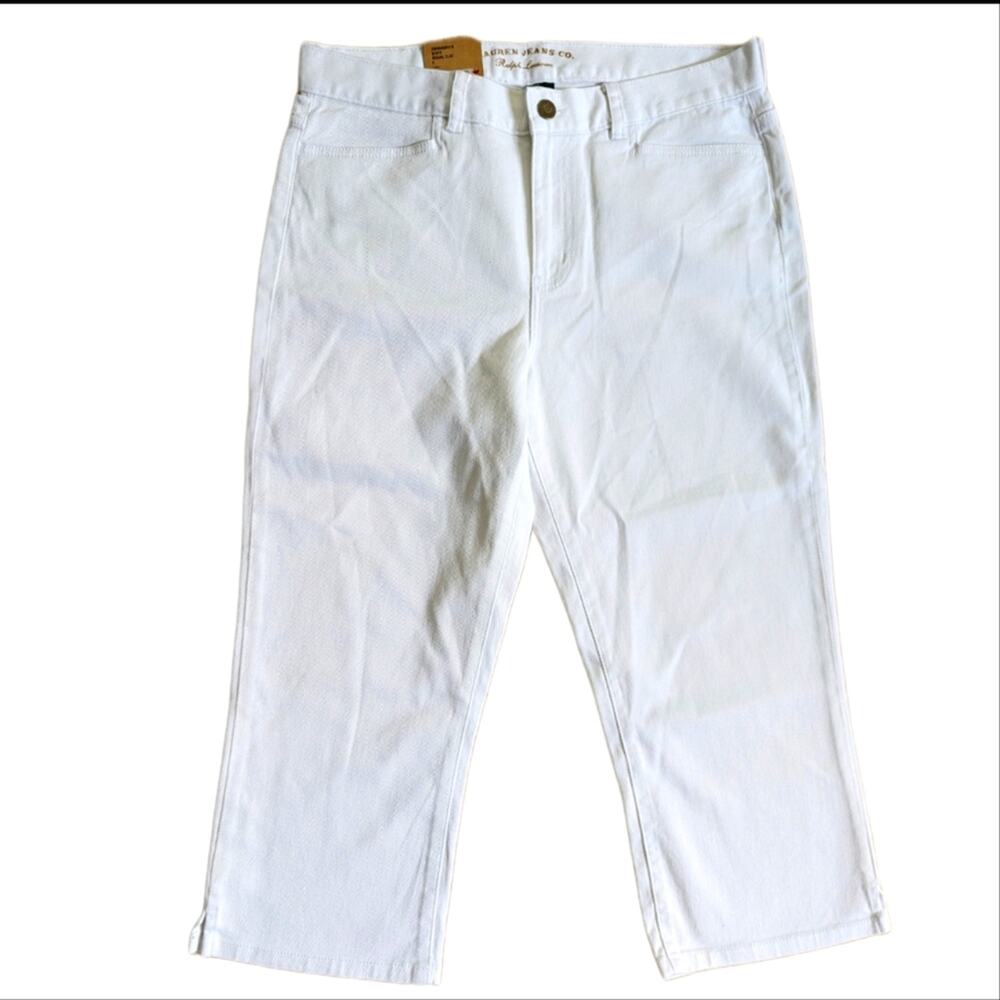 Lauren Ralph Lauren Classic Midcalf Preppy Summer White Cropped Jeans NWT